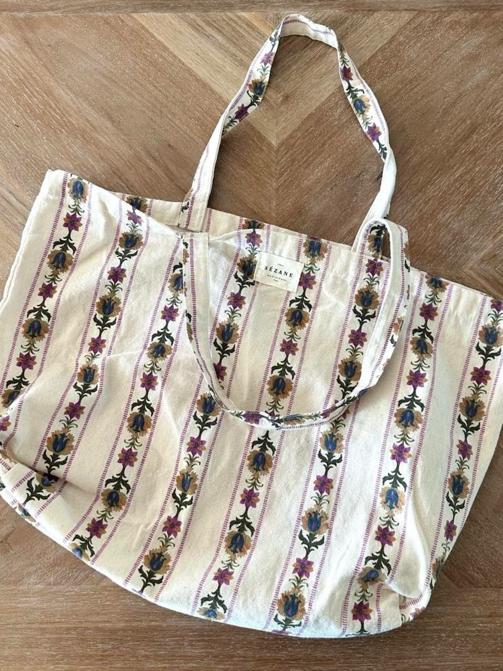 Sezane Floral Cotton Tote Bag